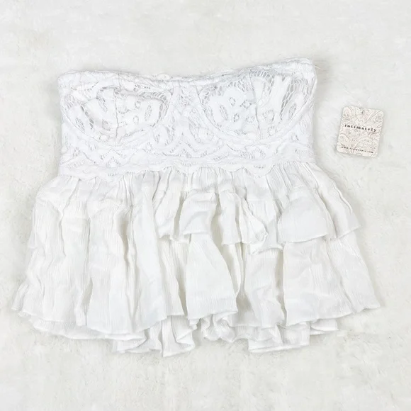 NWT Free People Adella Corset Strapless Crochet Cami Top in White - Picture 6 of 9